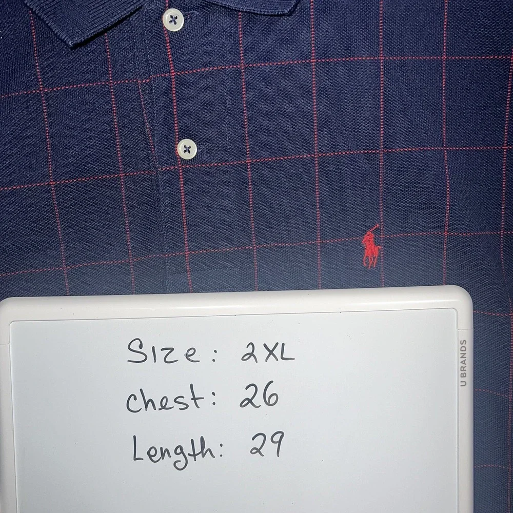 VTG Polo Ralph Lauren Shirt Men's 2XL‎ XXL Blue Red Check Red Pony Polo Plaid